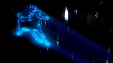 Projection effect of outdoor laser light in water